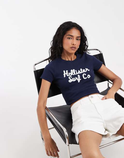 Hollister - T-shirt mini blu navy con logo sul davanti