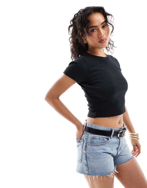 Hollister - T-shirt mini nera con scollo rotondo