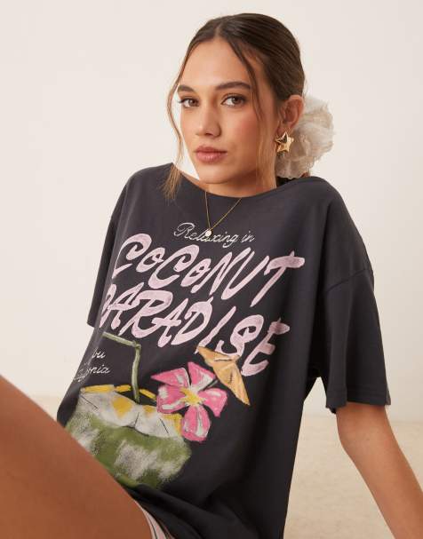 Hollister - T-shirt nera a maniche corte con grafica tropicale - view 1