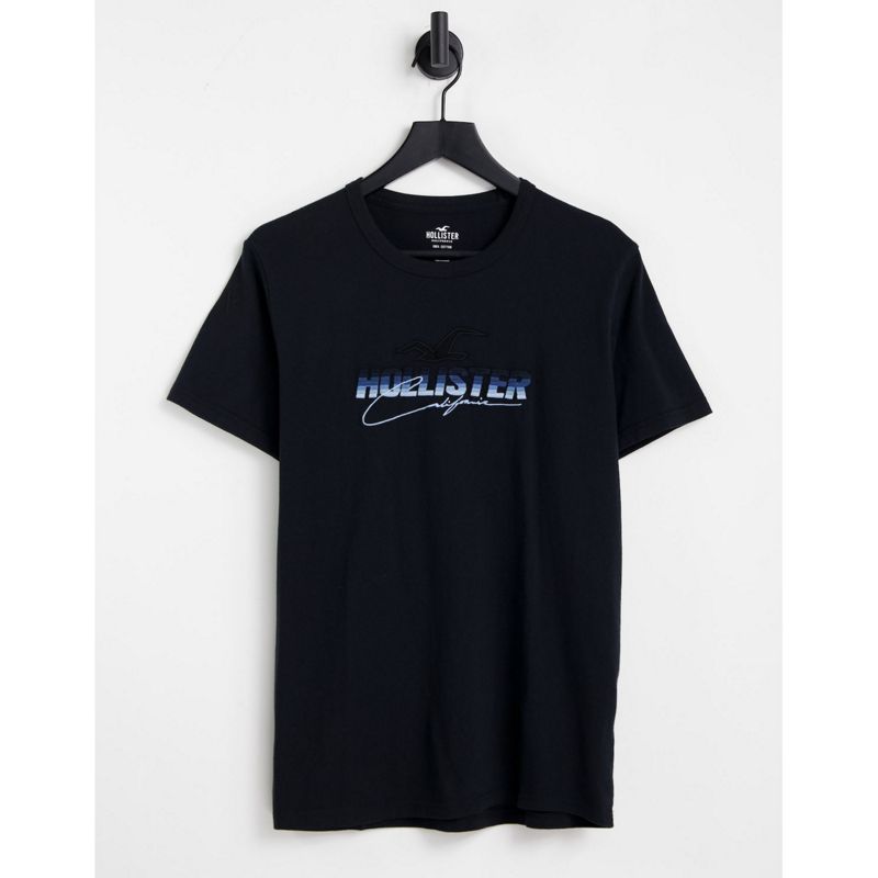 Uomo tY9aS Hollister - T-shirt nera con logo sul petto