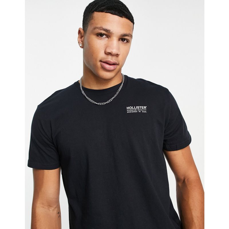Novità XsJSp Hollister - T-shirt nera con logo sul retro