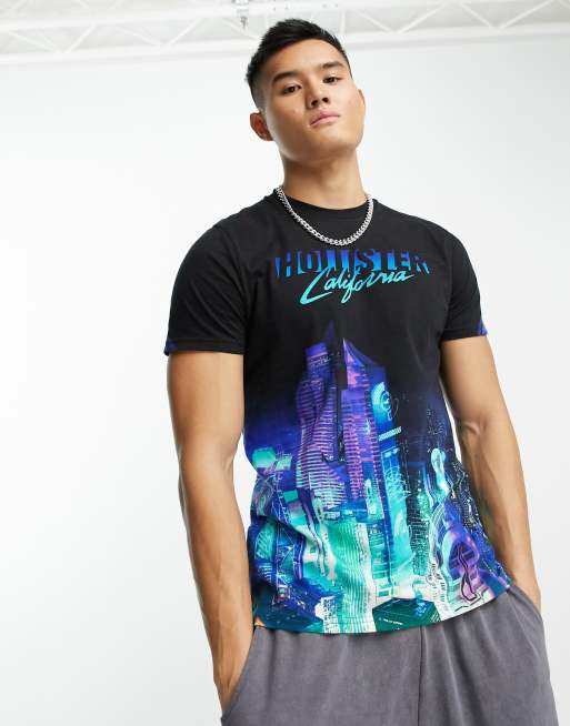 T shirt nera outlet con stampa
