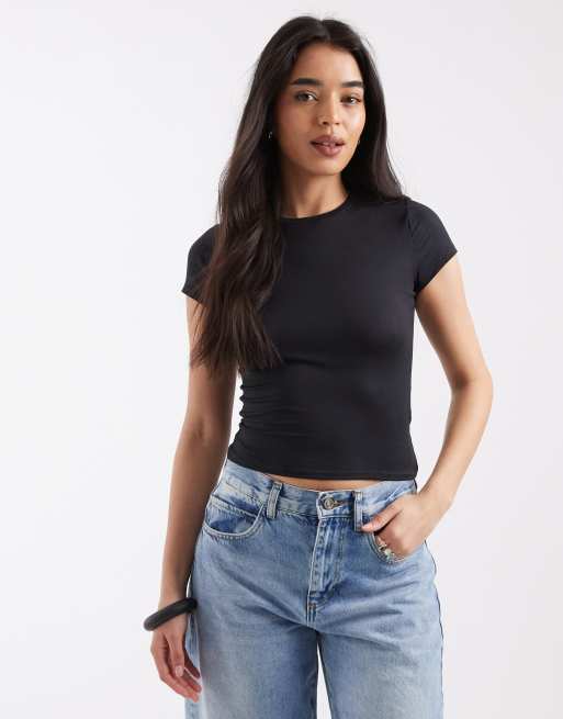 Hollister - T-shirt rétréci sans coutures - Noir