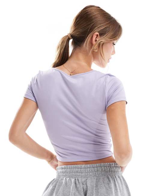 Hollister - T-shirt sans coutures à encolure carrée - Violet, 4 de 4