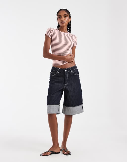Hollister - T-shirt senza cuciture rosa a righe, 4 di 4