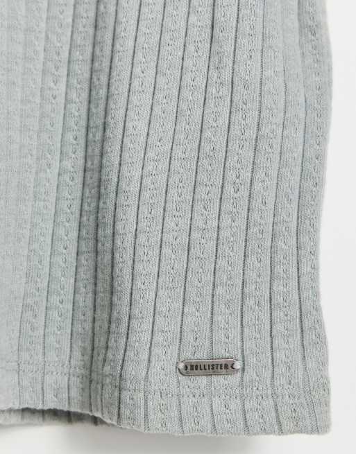 Hollister - T-shirt slim a maniche lunghe grigia a coste, 3 di 4
