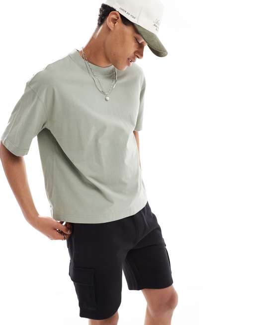 Hollister - T-shirt squadrata taglio corto verde chiaro