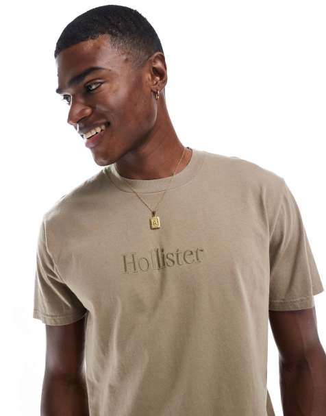 Hollister - T-shirt stile surf beige a maniche corte con logo - view 1