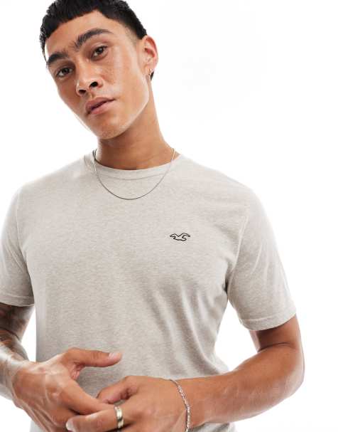 Hollister – T-shirt w jasnobrązowym melanżowym kolorze z logo - view 1