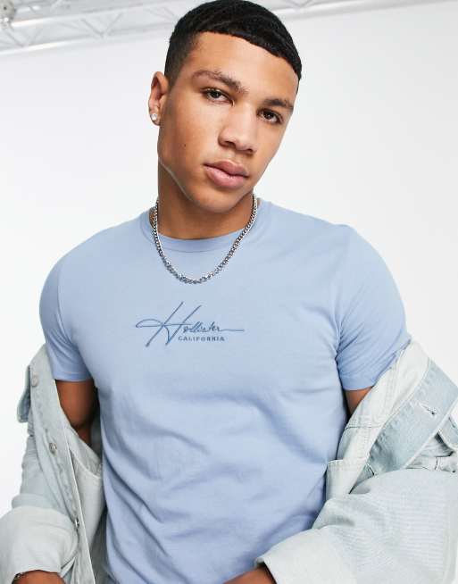 Hollister T-shirt with logo in blue