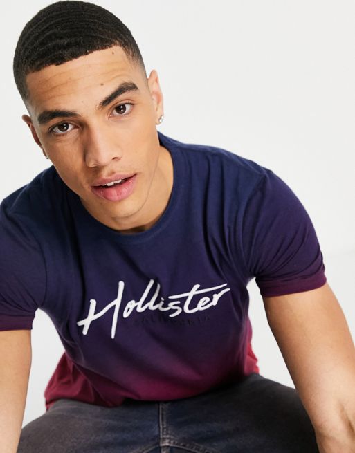 Hollister heritage ombre polo in blue and green, ASOS