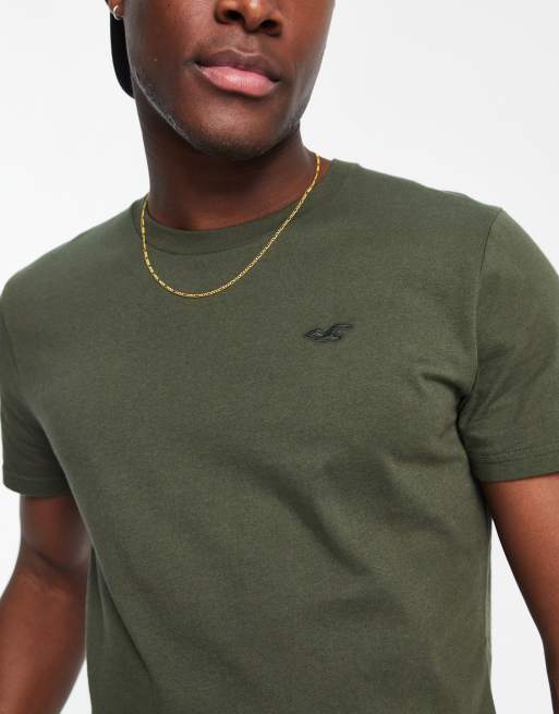 Hollister t shirt with small logo in olive ASOS