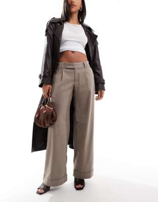 Hollister tailored wide leg pants in brown check