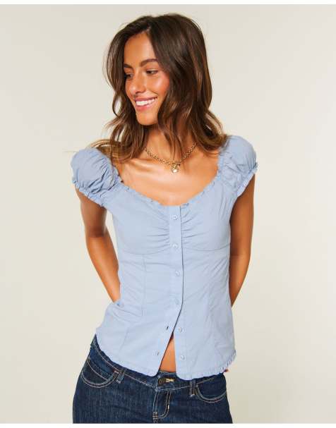 Hollister talia top in light blue floral - view 1