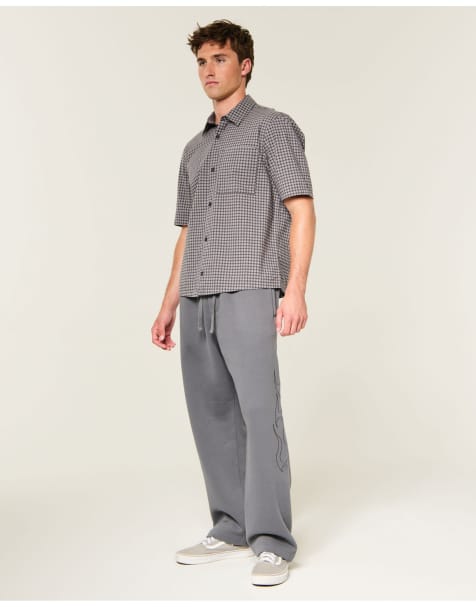 Hollister tall feel good embroidered graphic baggy sweatpants in dark gray - view 1