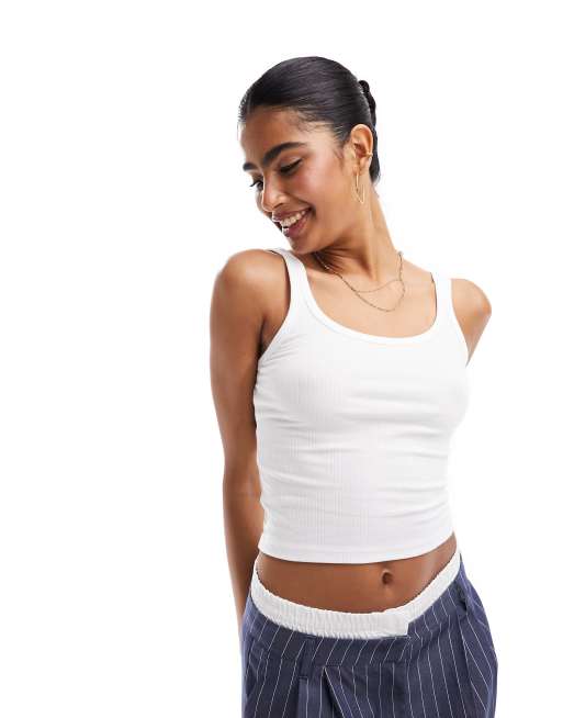 Hollister – Tanktop in Weiß mit U-Ausschnitt
