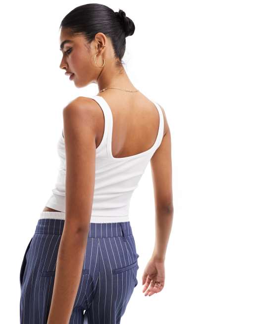 Hollister – Tanktop in Weiß mit U-Ausschnitt, 3 von 4