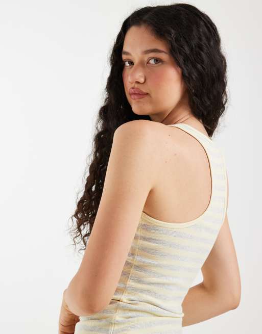 Hollister - Tanktop med dyb rund hals og gule striber, 2 af 4