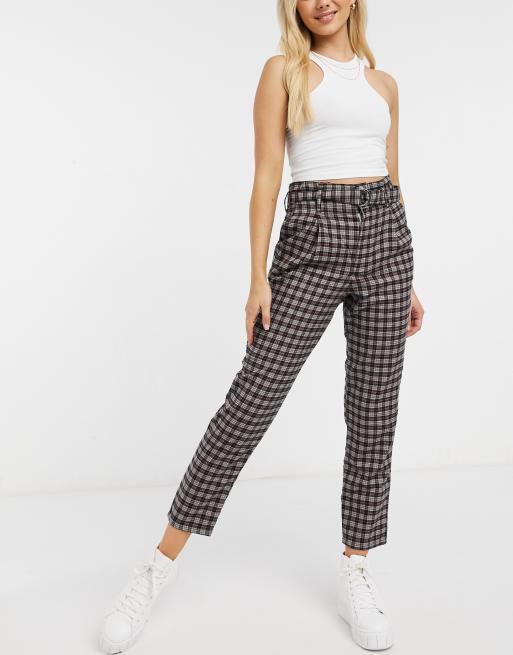 Hollister tapered trousers in grey plaid ASOS