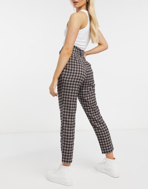 Hollister tapered trousers in grey plaid ASOS