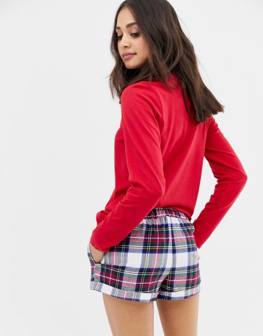 Red tartan pyjama hotsell shorts