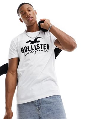 Hollister tech applique logo t-shirt in white - ASOS Price Checker