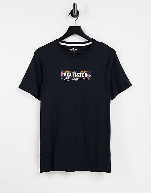 Hollister tech chest & back butterfly logo t-shirt in black