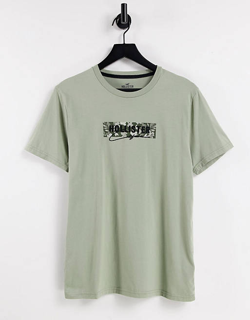 Hollister tech chest & back logo t-shirt in olive