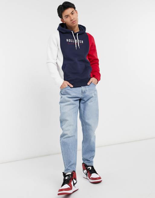 Hollister tech chest logo vertical color block hoodie in multi ASOS