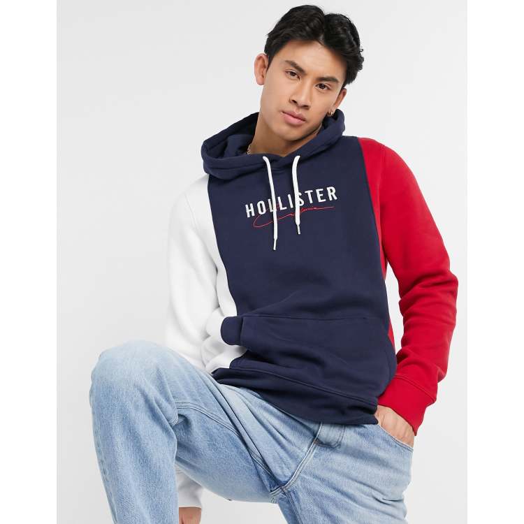 Hollister tech chest logo vertical colour block hoodie in multi ASOS