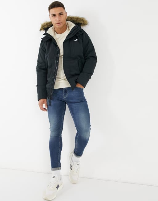Hollister hooded bomber jacket online