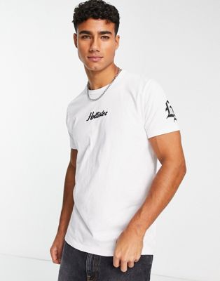 Hollister tech logo 70s courtside t-shirt in white - ASOS Price Checker