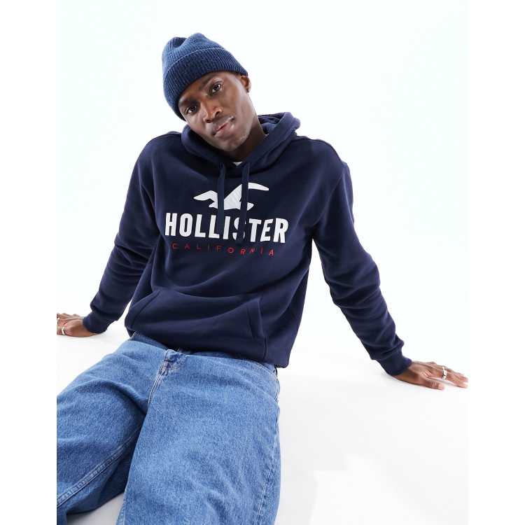 Hollister Tech Sleeve Logo Hoodie in Blue for Men