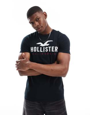 Hollister tech logo t-shirt in black