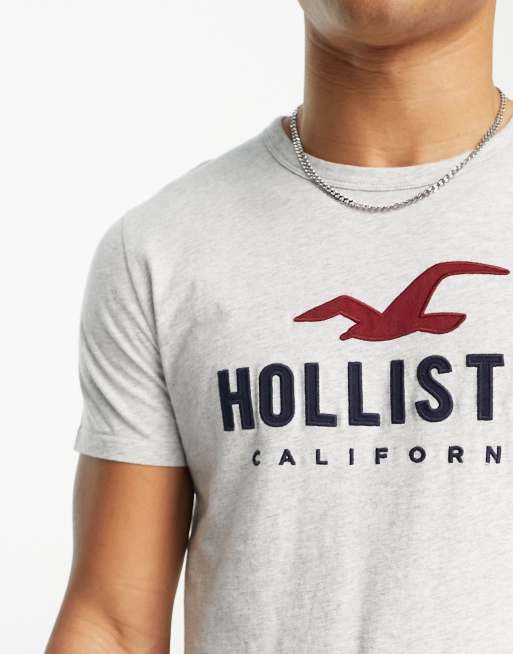 Hollister tech logo t shirt in grey marl ASOS