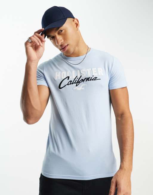 Hollister tech logo t-shirt in light blue