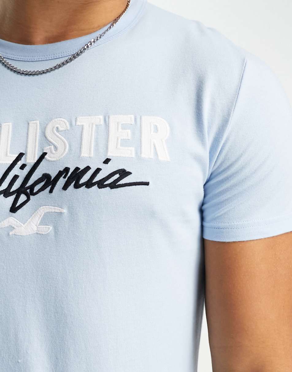 Hollister tech logo t-shirt in light blue 1