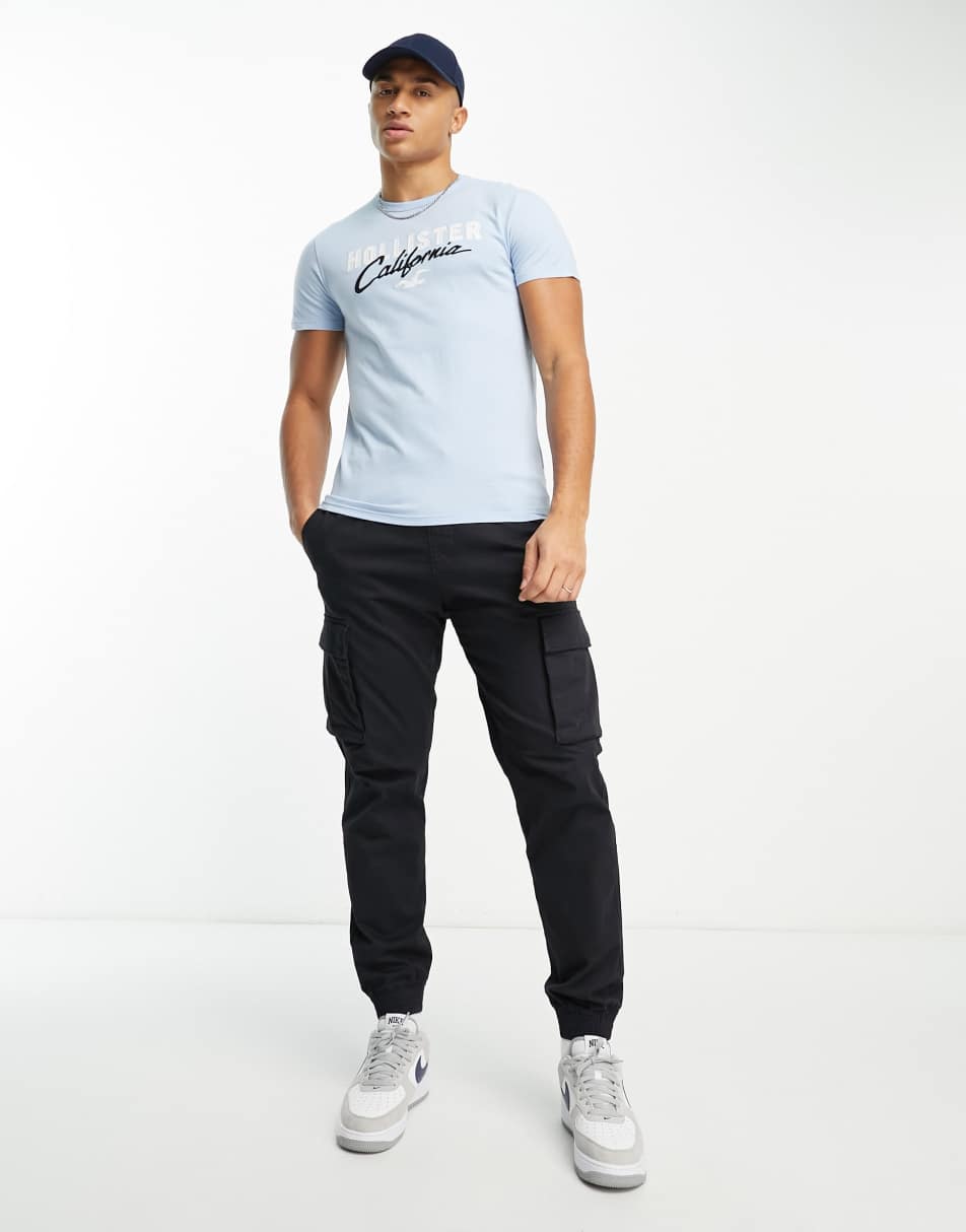 Hollister tech logo t-shirt in light blue 2