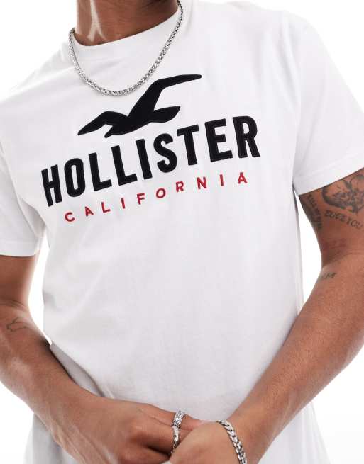 Hollister tech logo t shirt in white ASOS