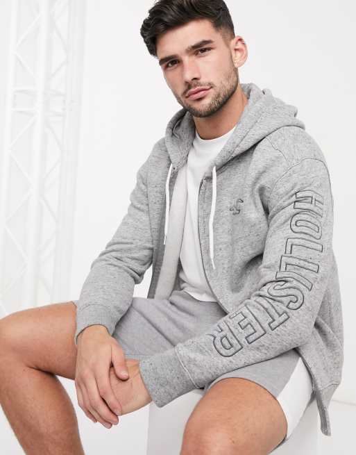 Download Hollister tech logo tonal hooded full zip hoodie in grey ...