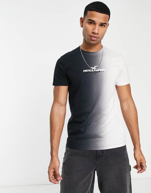 Hollister Men's White and Black Print Long Sleeve T-Shirts from Asos