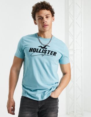 Hollister tech sport logo t-shirt in light blue
