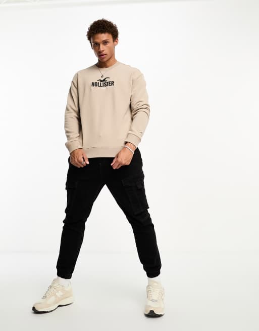 Hollister Tech Sweatshirt aus Frottee in Hellbraun mit Rundhalsausschnitt ASOS