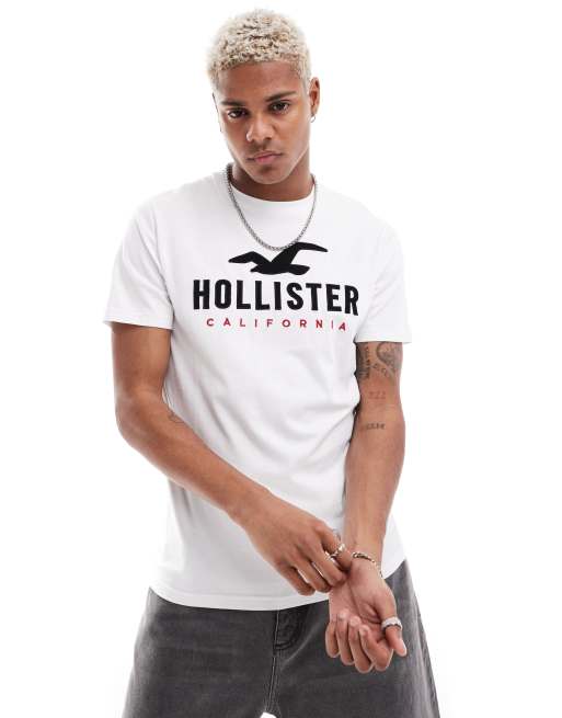 Hollister – Tech – T-Shirt mit Logo in Weiß