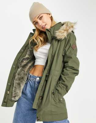 HOLLISTER Přechodová parka 'LD18-TEDDY LINED PARKA' zelená 