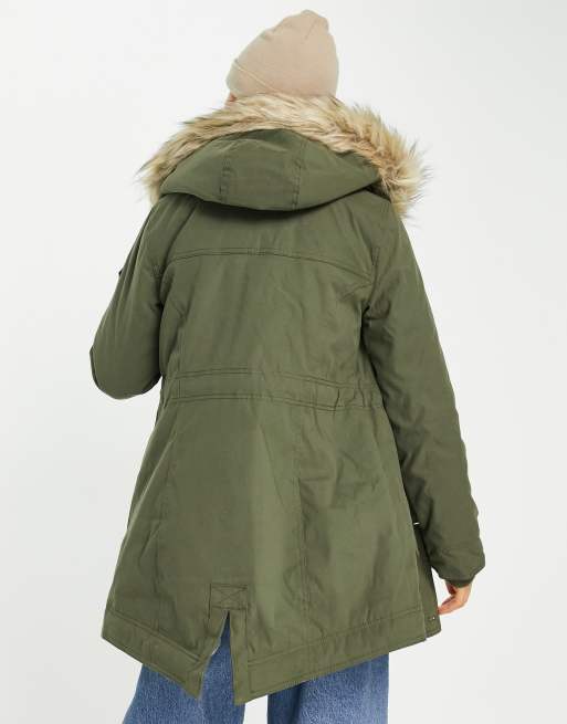 HOLLISTER Přechodová parka 'LD18-TEDDY LINED PARKA' zelená 