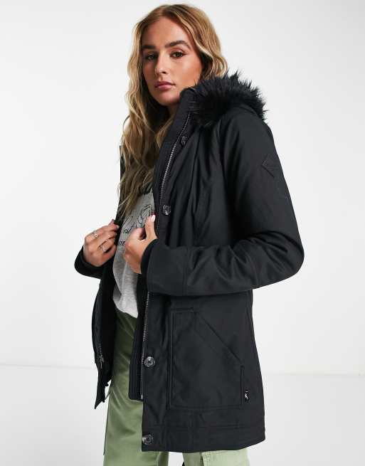 Hollister teddy lined parka coat in khaki