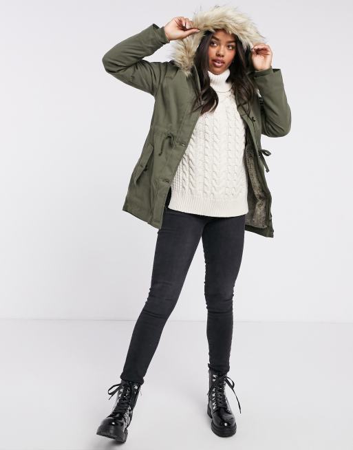 Hollister Teddy Lined Parka Jacket With Faux Fur Hood, $124, Asos