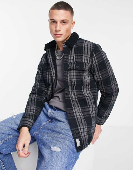 Hollister Teddy Lined Plaid Overshirt