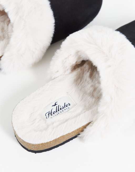 Hollister teddy lined slipper in black